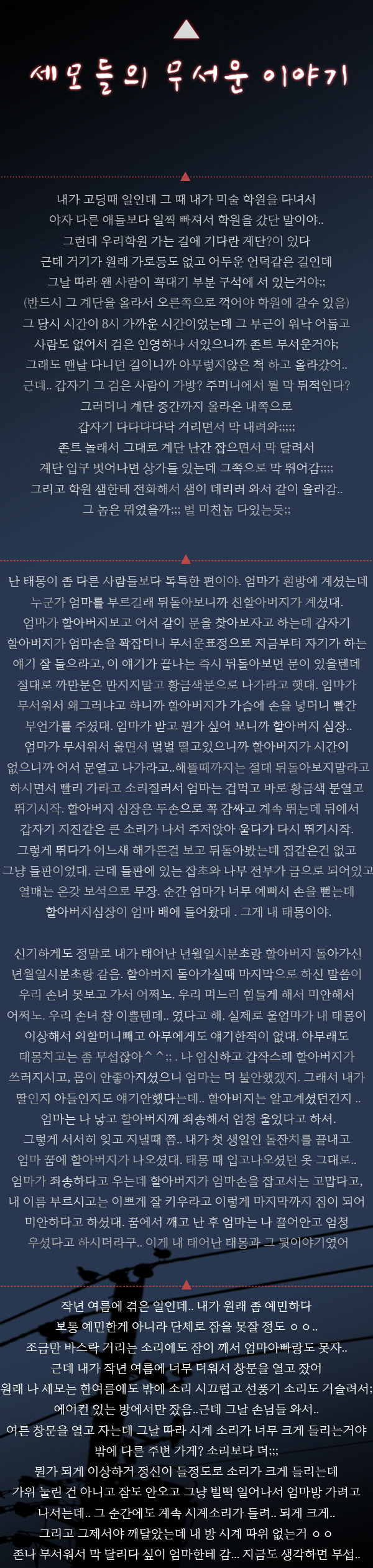 세모들의 무서운 이야기 모음 | 인스티즈