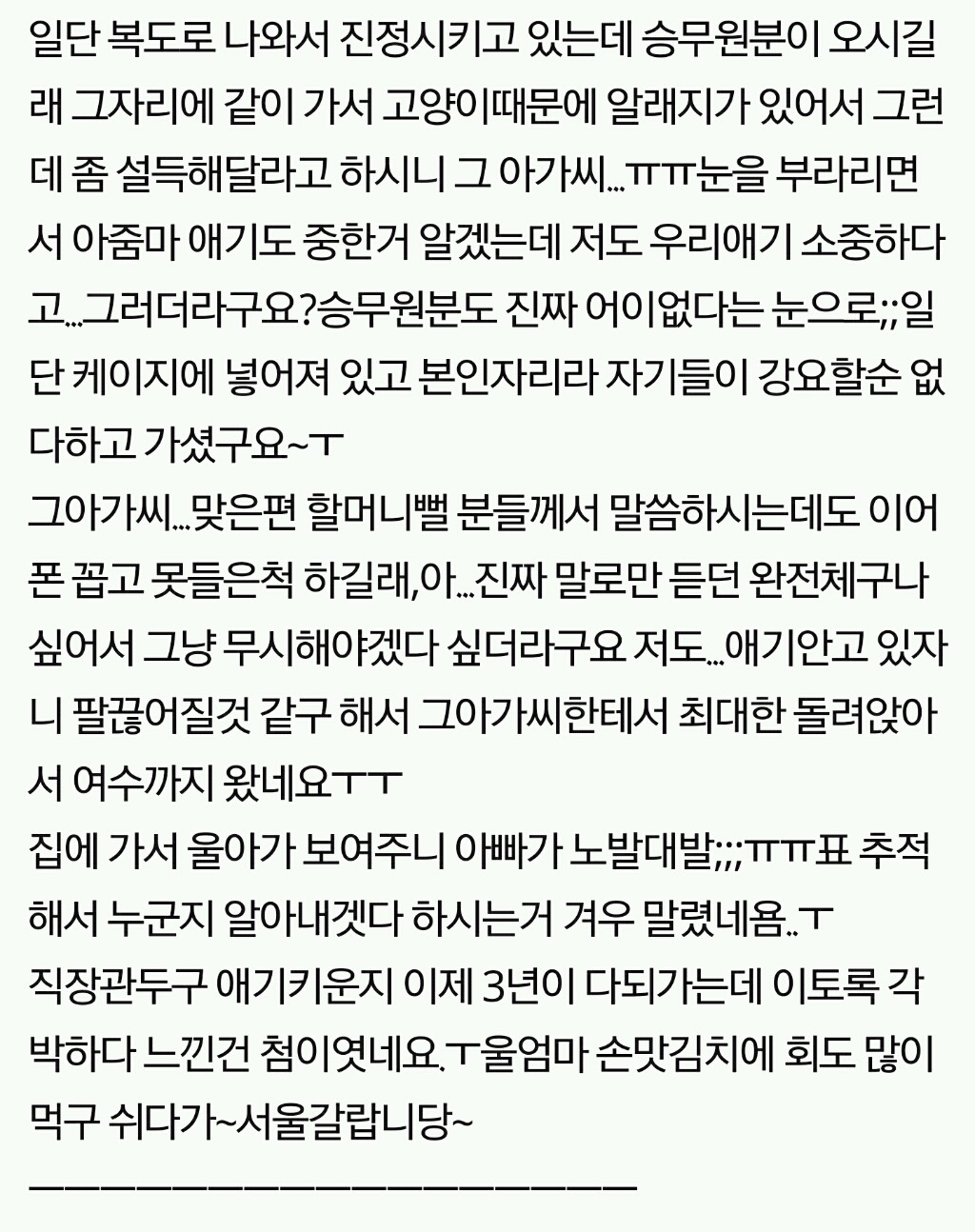 고양이 데리고 기차탄 아가씨...정말 죽을뻔 했네요... | 인스티즈
