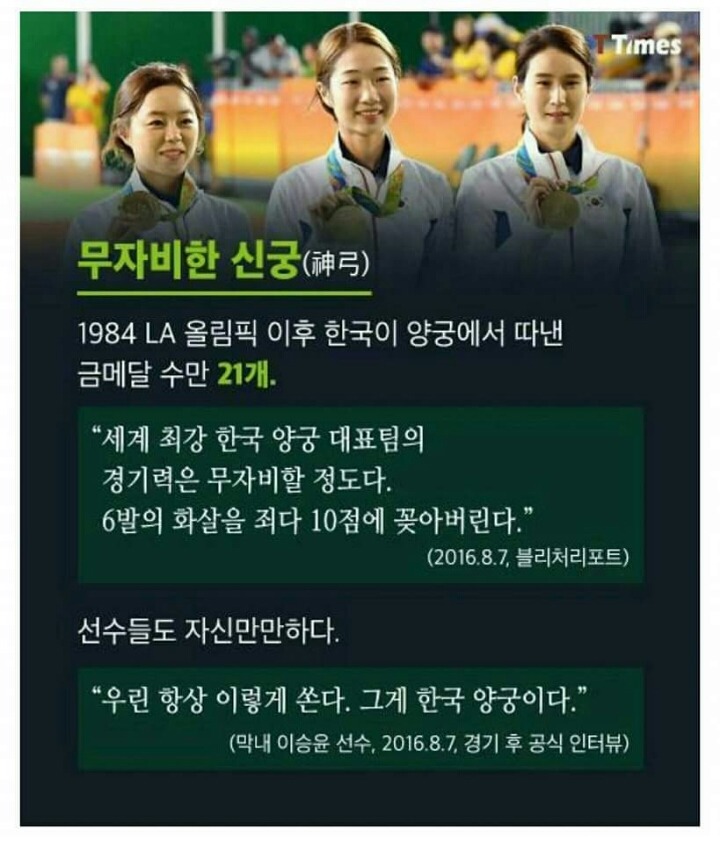 한국양궁이 최강인 이유 | 인스티즈