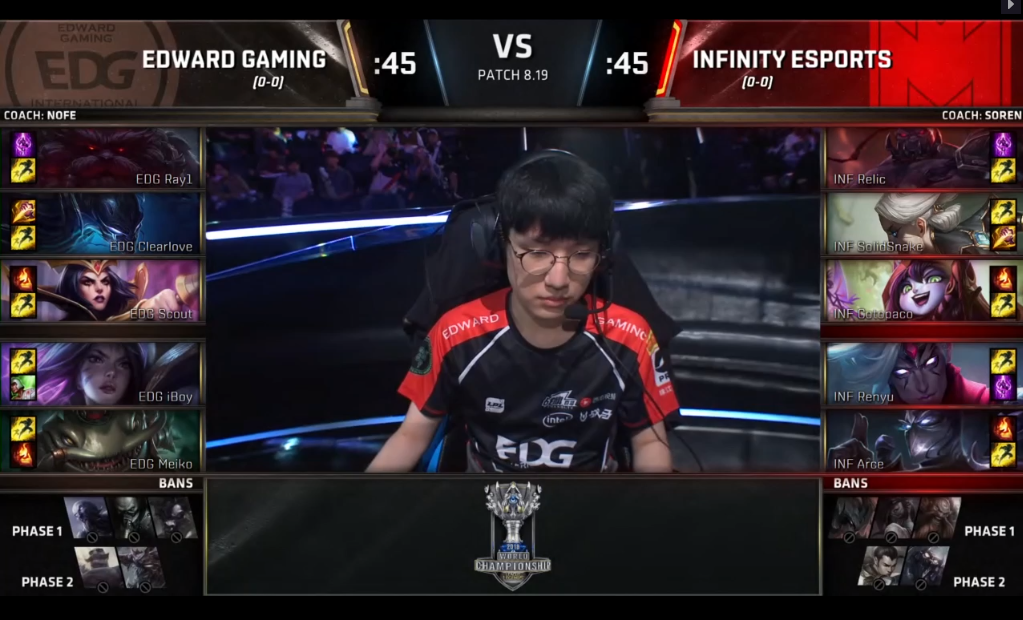 [LOL] 2018 롤드컵 플레이-인 스테이지 / 대회 이틀째 제 1경기, EDG(중국) vs INF(북라틴) - 경기결과 | 인스티즈